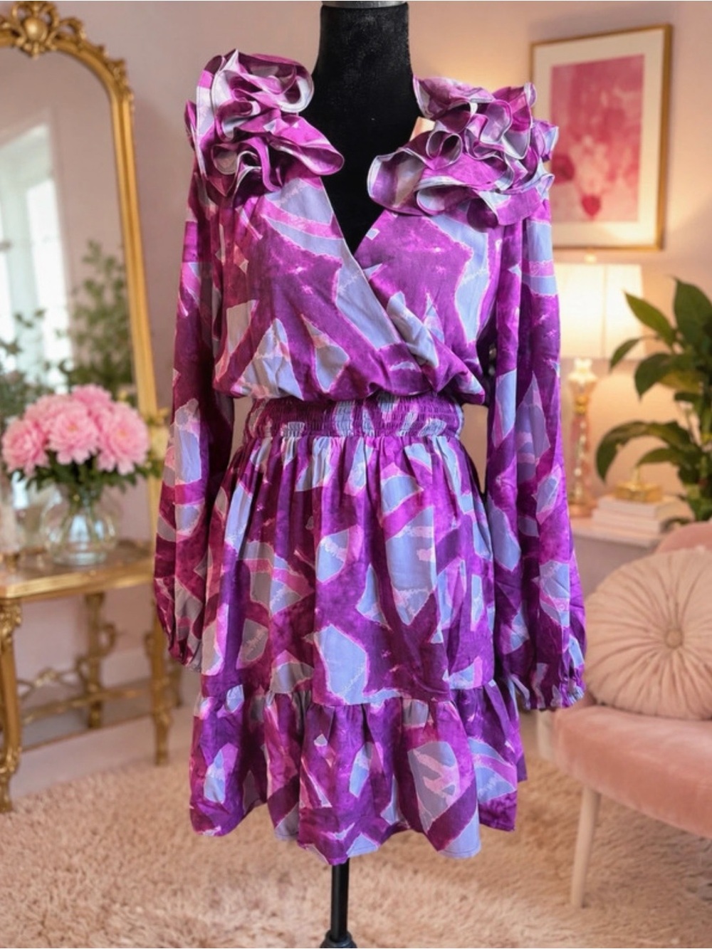 entro Purple & Lavender Floral-Effect Dress